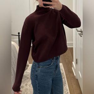 & Other Stories mock neck cropped sweater XS wine
